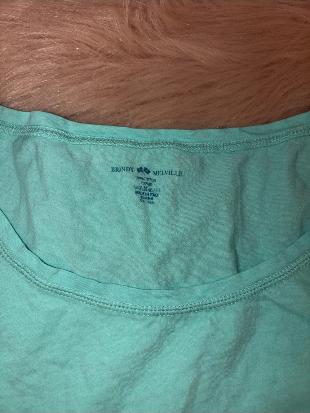 Brandy Melville Mint Green Scoop Neck Short Sleeve Tee
